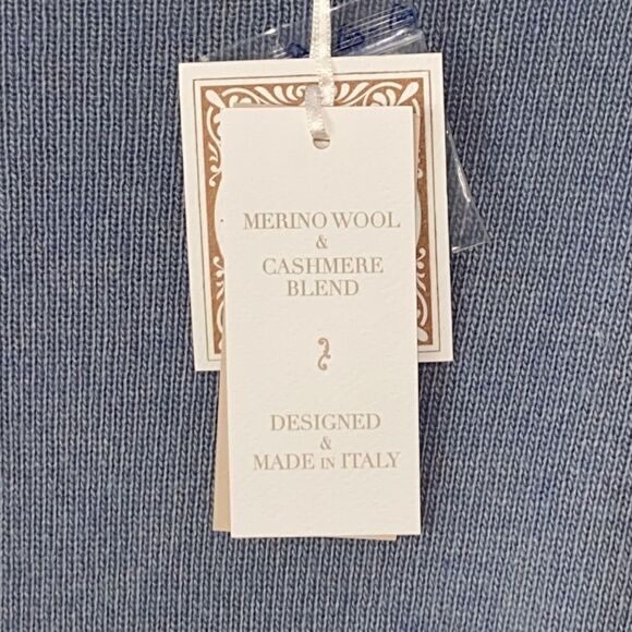 Benedetto B. Merino Wool Cashmere Blend Knit Sweater In Haze Blue NWT Size M - Picture 6 of 15